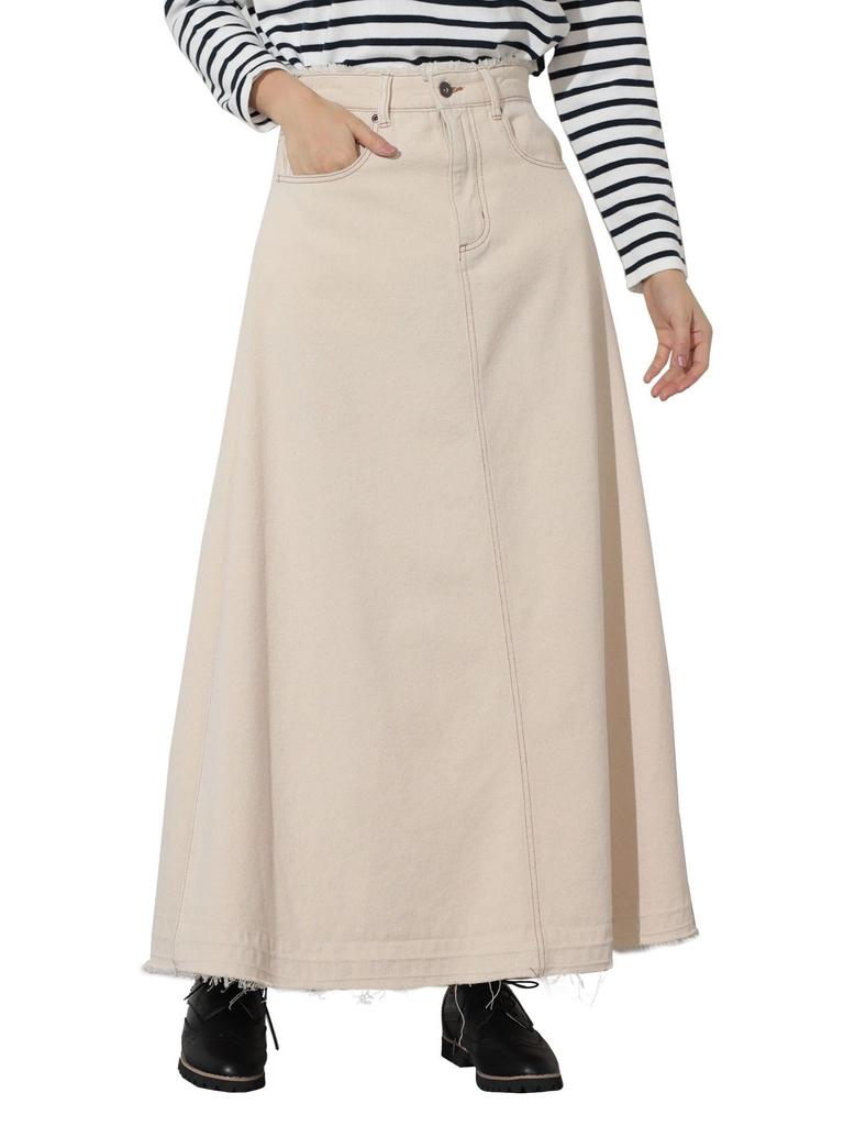 Beams Heart Women's Side Tuck Denim Long Skirt, Natural Size S