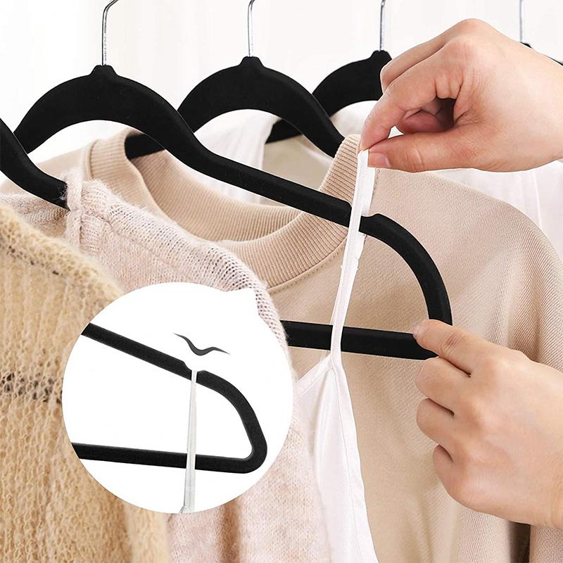 10PCS Velvet Non-Slip Clothes Hangers,45CM Space Saving Ultra Slim Hanger for Coat Pants Dress,Wardrobe Storage Adult Magic Rack