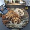 Lions Round Area Rug,Carpet Rug for Living Room Bedroom Sofa Playroom Decor,Non-slip Floor Mat
