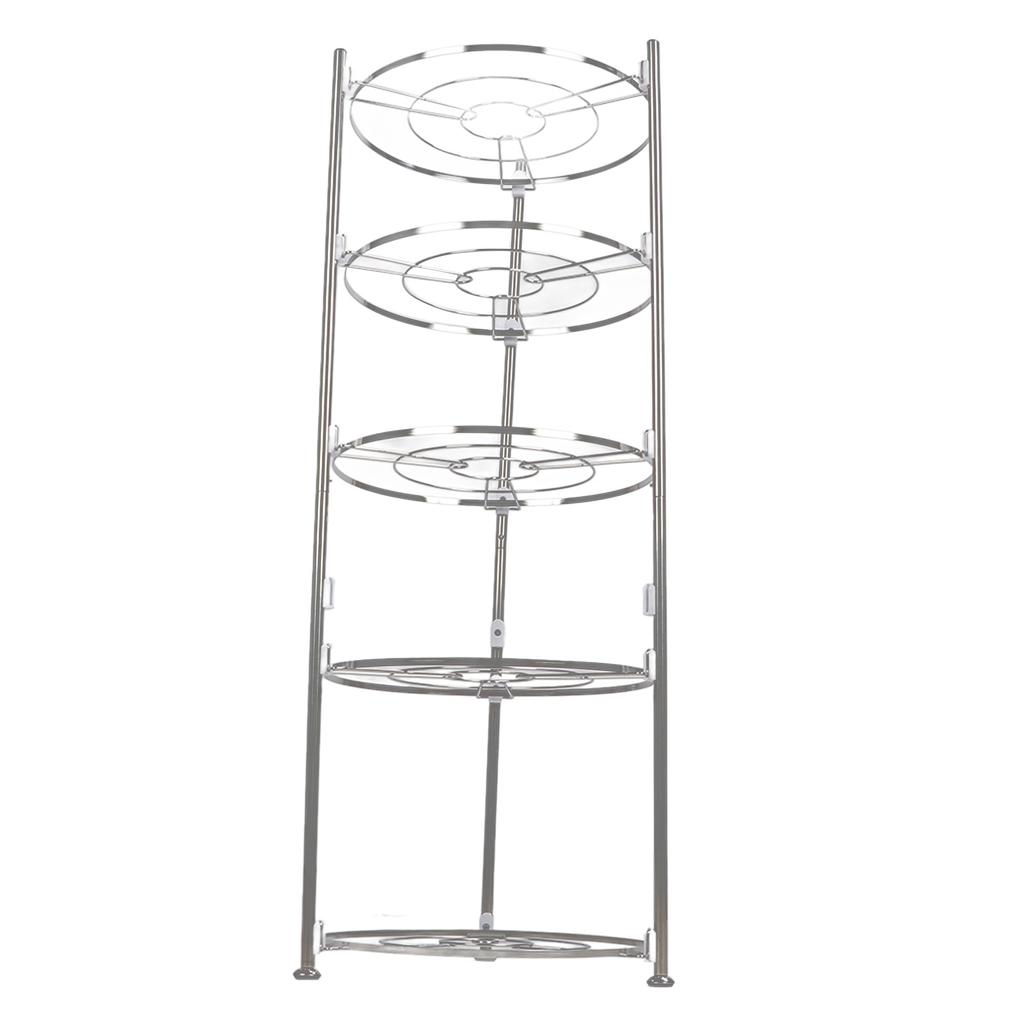 5 Tier Kitchen Pot Rack Stainless Steel Cookware Stand Storage Organizer Multi Layer Corner Shelf