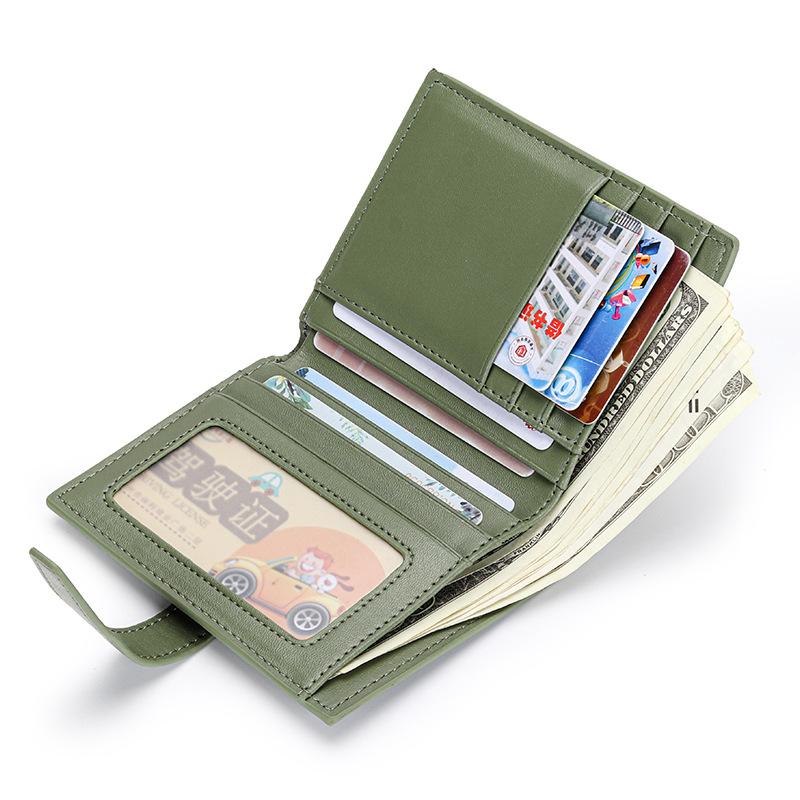 Women's Short Wallet Fashionable Exquisite Contrasting Color Drawstring Ins Style Multi-card Folding Change Purse