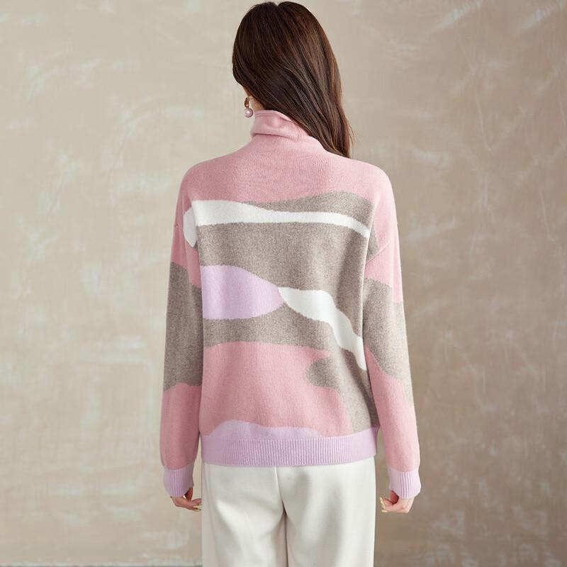 Srcr Women's Relaxed Fit Pure Wool High-Neck Colorblock Sweater
