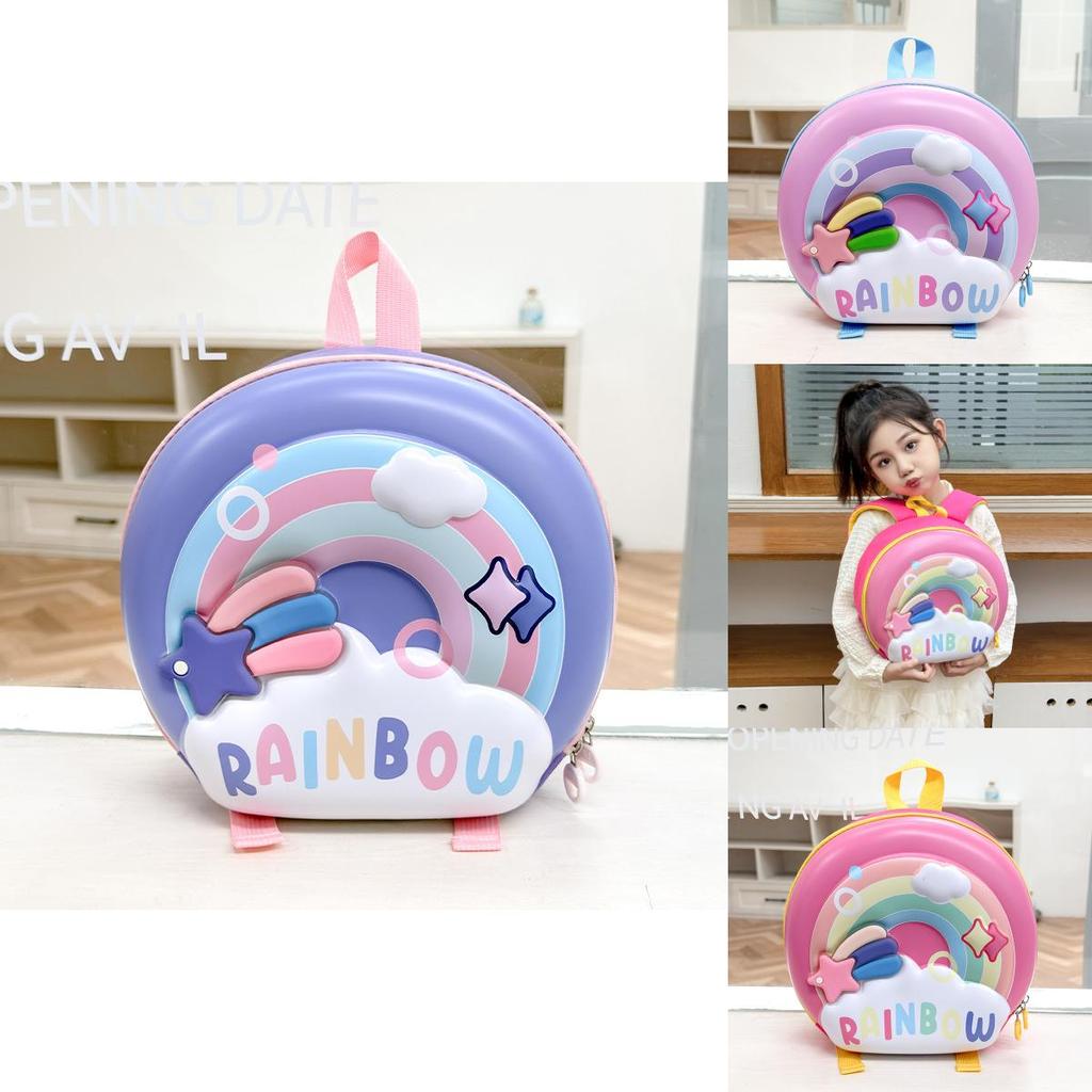 Kids Cartoon Donut Shell Backpack With Cartoon Rainbow Design For School Kids