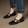 Fashion 2025 Women's Shoes Style T-strap Mid-heel Loafers Leisure Soft Comfortable Retro High Quality Female Moccasins Shoes for Woman