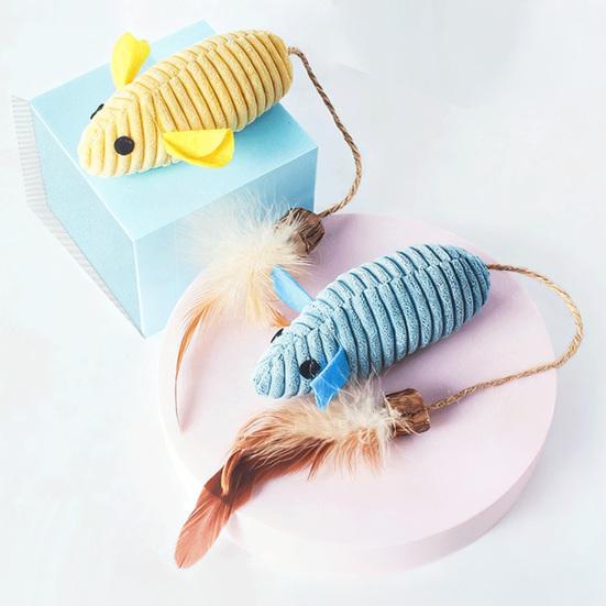 Plush Mouse Cat Toy Stuffed Mouse with Silver Vine Interactive Cat Mouse Toy with Tail Feathers Bell Kitten Kicker Toy Stimulates Hunting Instinct for