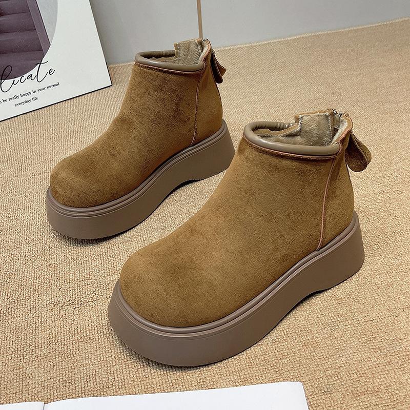 Women's Large Size Soft Sole Winter Warm Fur One Snow Boots Padded Lined Ankle Boots Anti-slip Hiking Casual Sports Cotton Boots