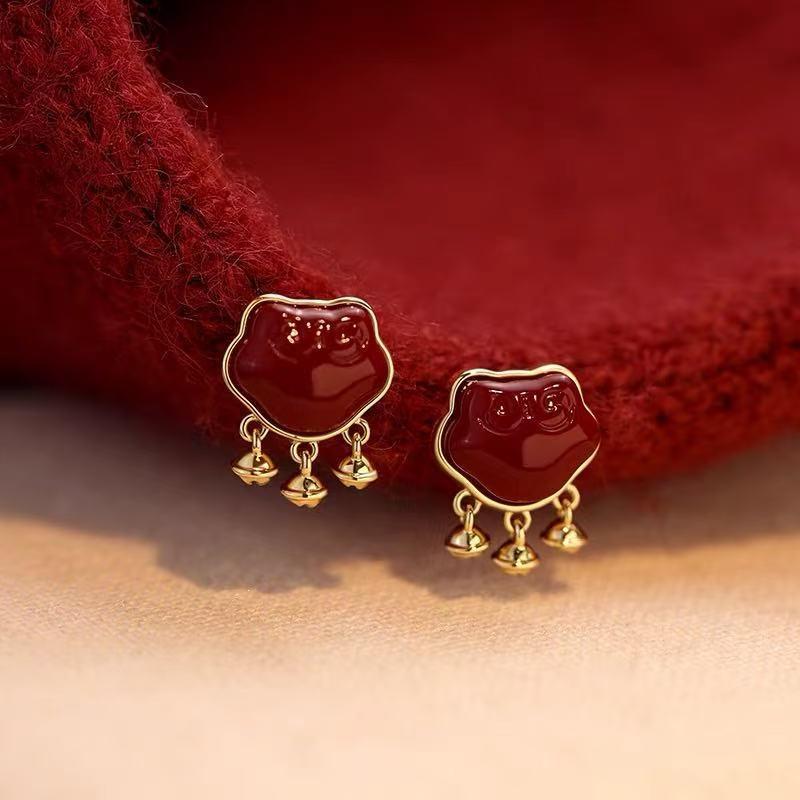 925 Sterling Silver Red Snake Year Earrings: Secure Stud Design for Women, 2025 Zodiac-Inspired High-End Jewelry