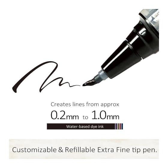 Kuretake Ziglet Pen COCOIRO Refill Fine Brush Tip Black Ink Made in Japan