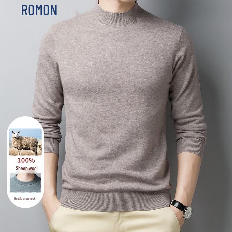 ROMON Men's Semi-High Collar Wool Sweater