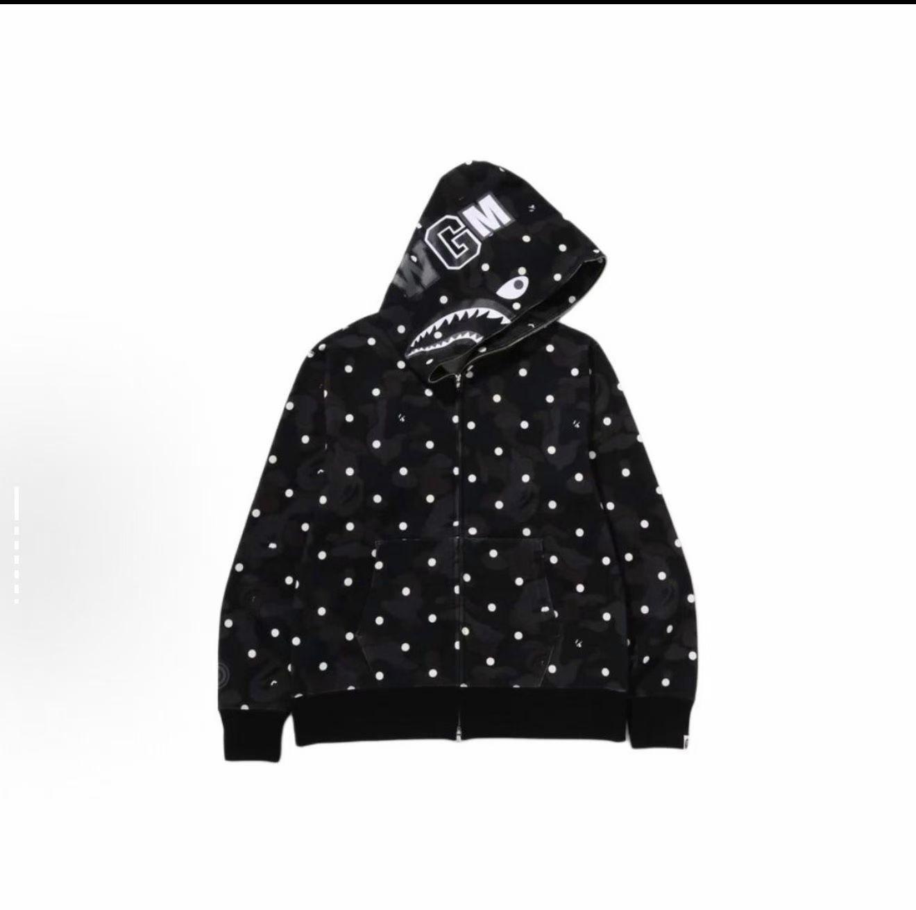 Discount Market Zwart BAPE Camouflage Ape Head Sweatshirt Jas met Stippen - Trendy Herfst Samenwerkingsserie L