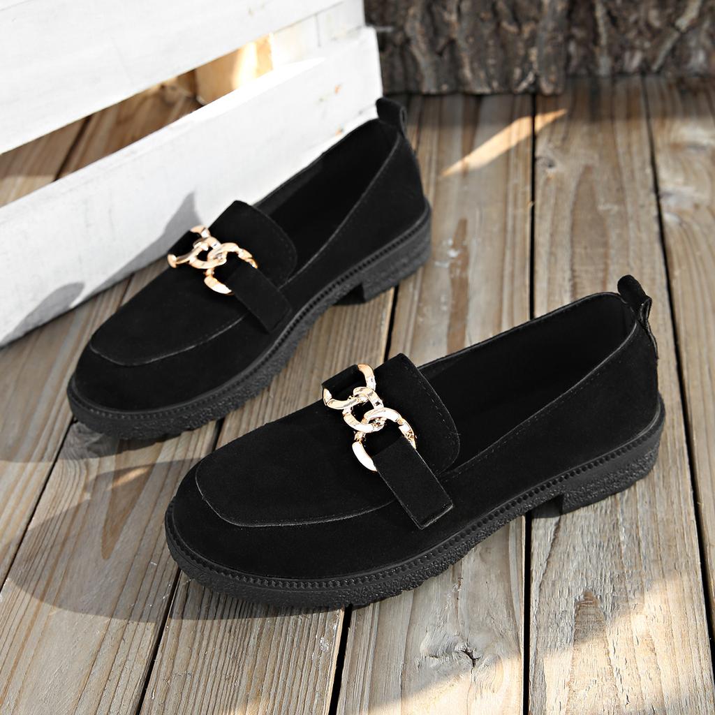 Old Beijing Cloth Shoes Women's New Genuine Platform Single Shoes, Loafers, One Pedal, Middle Heel Work Shoes, Soft Soles Are Not Tiring