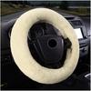 Fluffy Car Steering Wheel Cover, 15 Inch Soft Warm Plush Anti-Slip Furry Wheel Protector, Universal Fuzzy Comfortable Steering Wheel Covers For