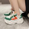 Fashion 8.5CM Wedges Leather Sneakers Women New Autumn Fashion Hidden Heels Sports Dad Shoes Thick Sole Platform Chunky Sneakers Spring