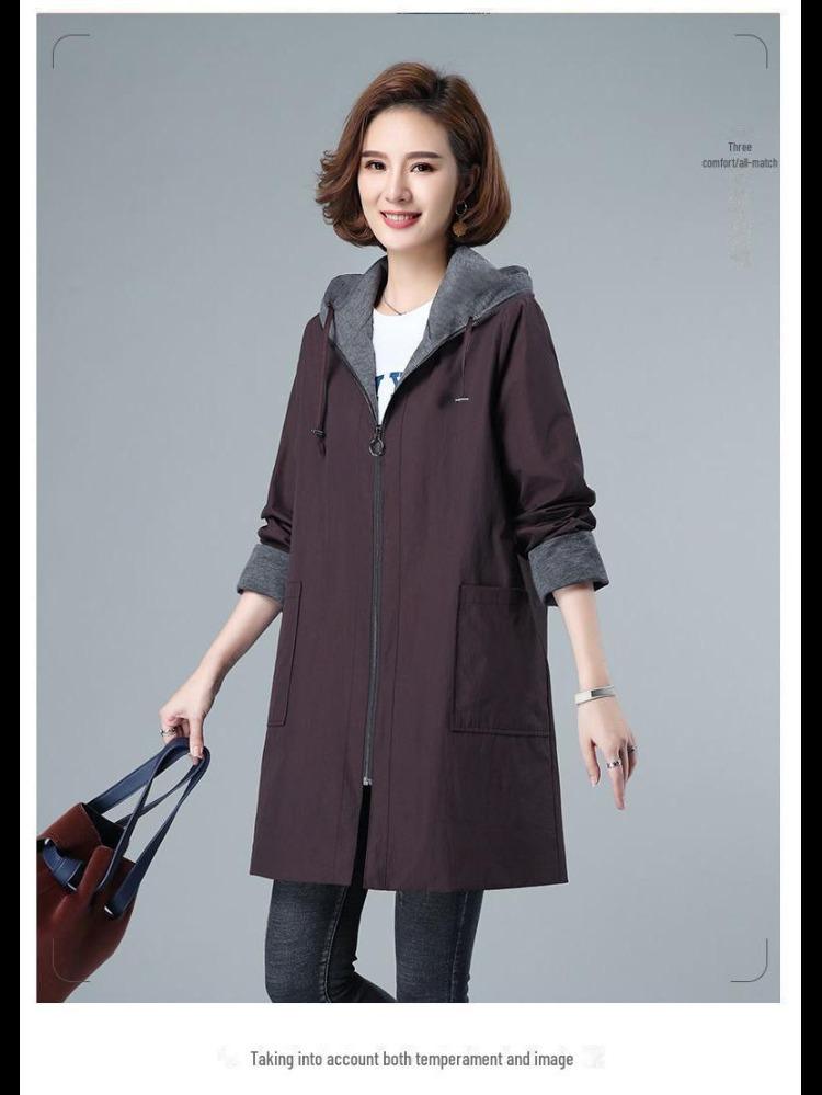 Damen Plus Size High-End Windjacke Mittellang S-7XL Bis zu 300 Jin