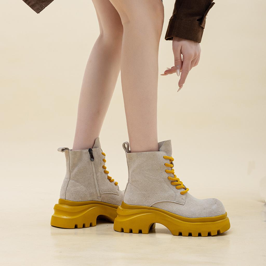 Martin boots new leather thick-soled cm heightened super lightweight rhubarb boots