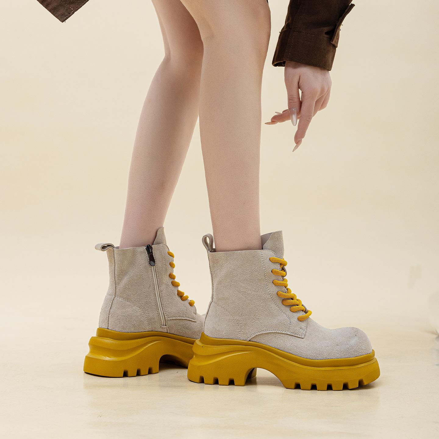 Martin boots new leather thick-soled cm heightened super lightweight rhubarb boots 35