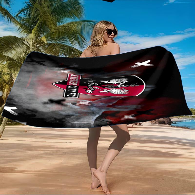 Asciugamano da Spiaggia con Stemma Exeter City Fc, Asciugamano da Spiaggia in Microfibra, Leggero e Asciugatura Rapida, per Viaggi Estivi, Fan della Piscina, Regalo di Compleanno