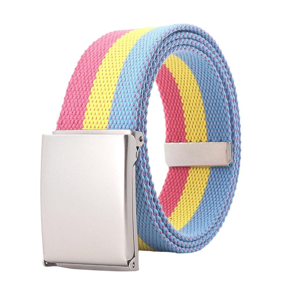 120cm Metel Buckle Belt Colorful Waistband Fashion Canvas Belt  Unisex