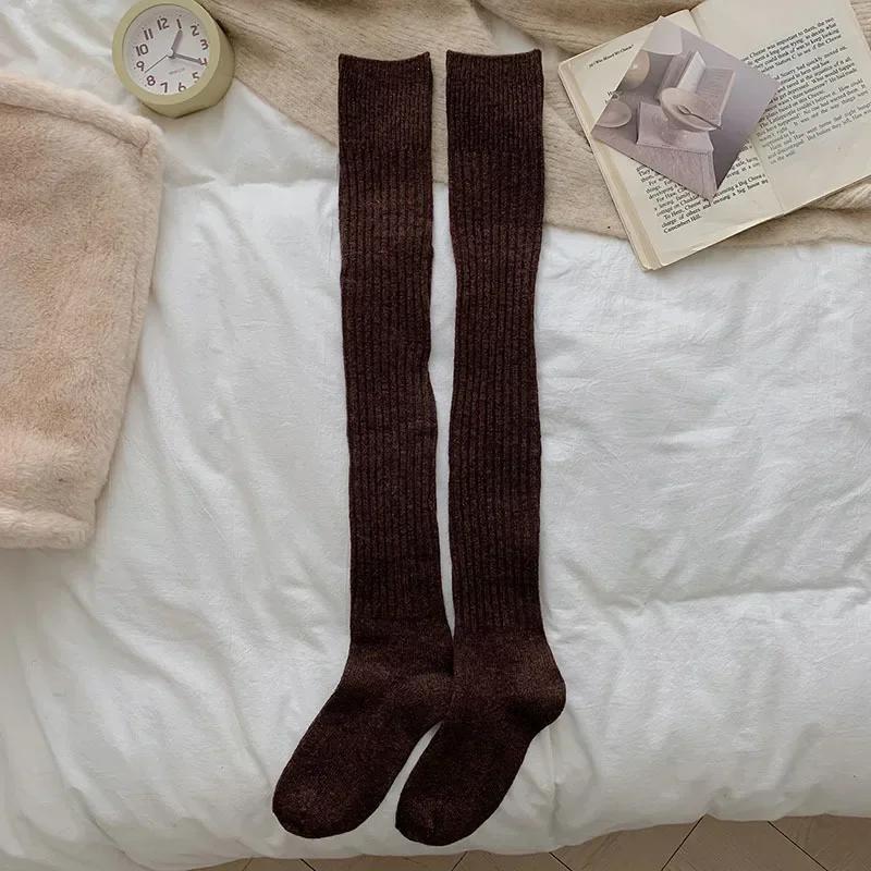 8 Farben Oberschenkelhohe Strümpfe Damen Dick Warm Kniehohe Socken Wolle Kaschmir Thermisch Lange Socken Hohe Socken Strumpf Herbst Winter One Size