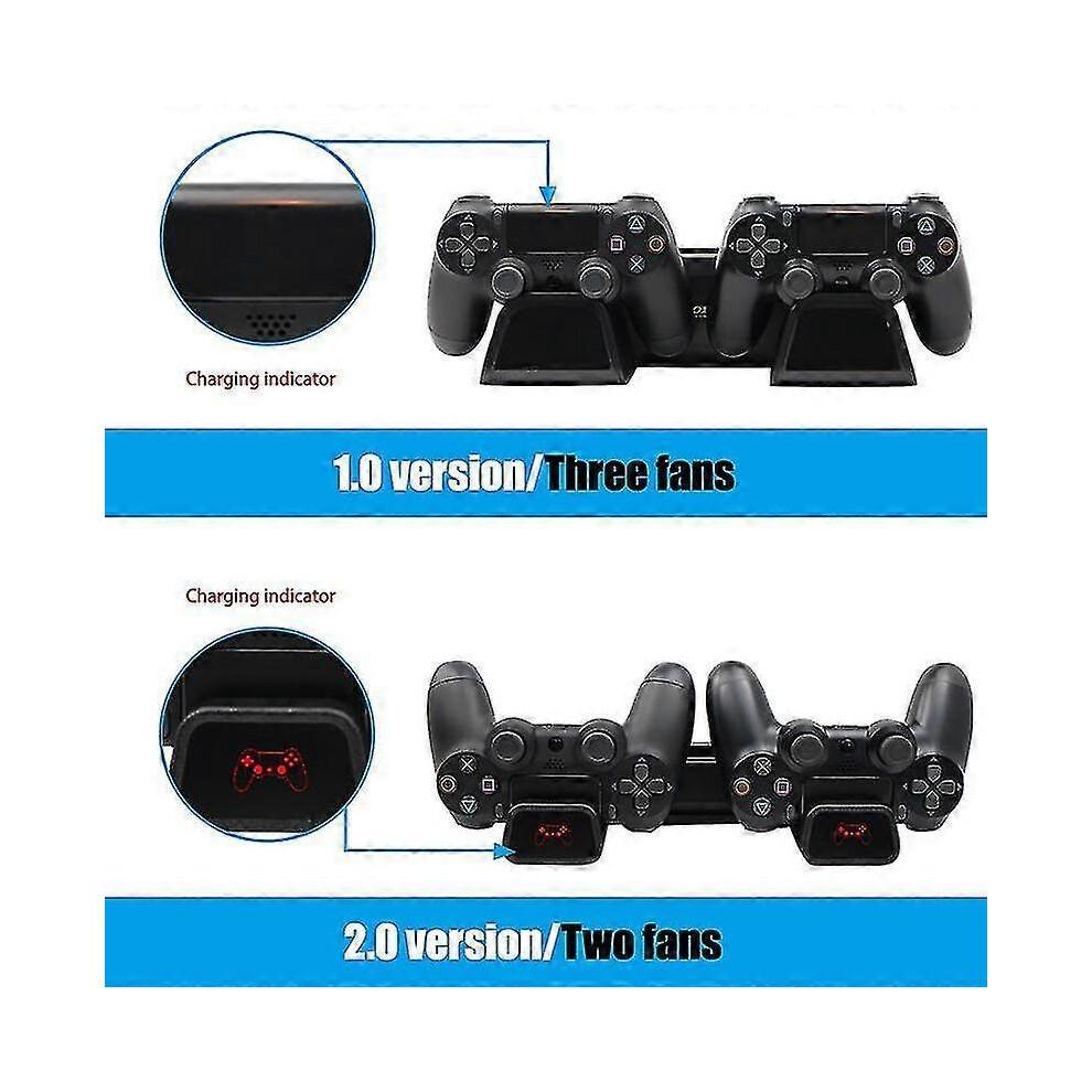 For Ps4/ps4 Slim/ps4 Pro Vertical Stand Led Cooling Fan Dual Controlle NIUNIU