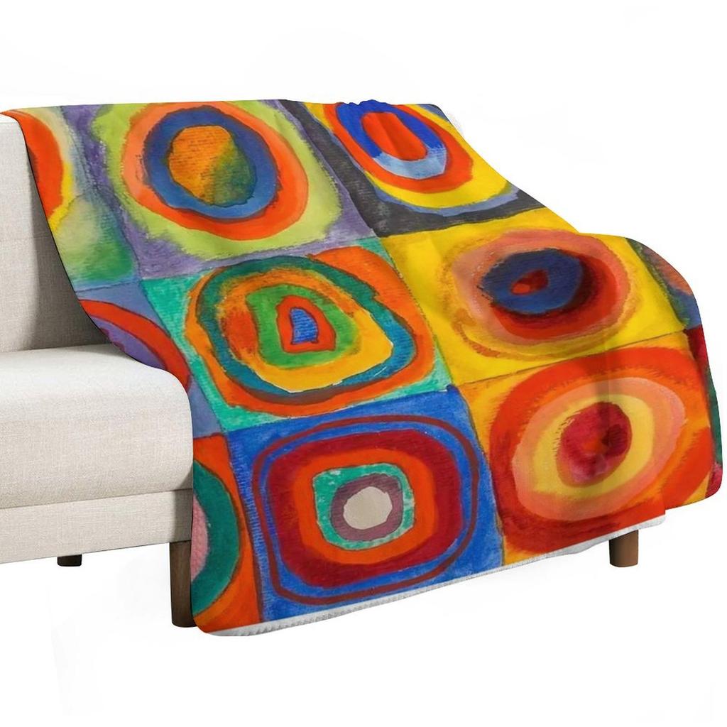 Wassily Kandinsky Farbstudie Quadrate mit konzentrischen Kreisen , Abstrakte Kuscheldecke Gemütliche Warme Decke für Schlafzimmer Deko