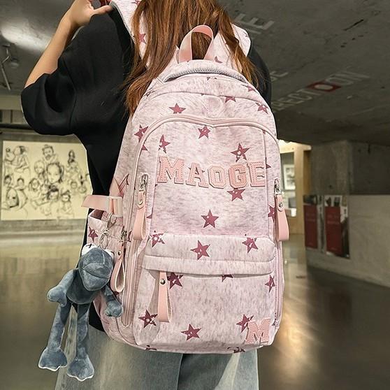 Schoolbag wholesale Korean version of large-capacity schoolbag boys junior high school backpack trendy cool stars versatile travel spine weight