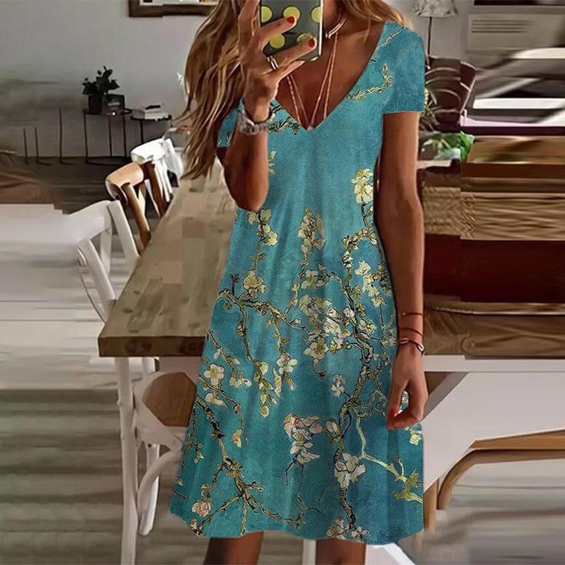 BITCED Fashion Summer Spring  Short Sleeve V-Neck Casual Dresses