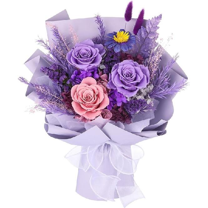 

Flowers for Delivery Prime, Preserved Flower Bouquet, Purple Roses Birthday Gifts for Women Mom Wife Her Girlfriend Grandma, Real Forever Flower for фіолетовий