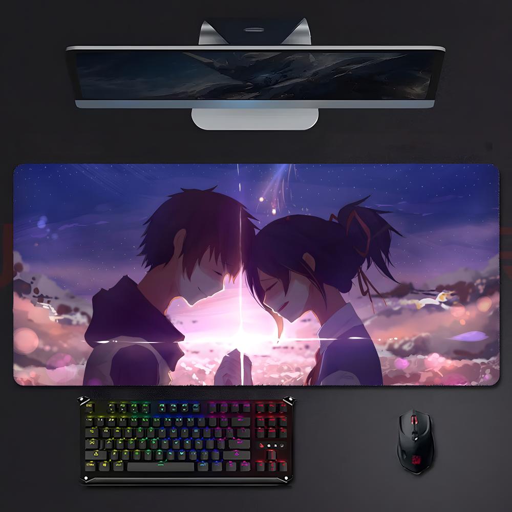 Sweet Romantic Anime Yyour Name Mouse Pad Large Gaming Mousepad With Stitched Edges Thickened Desk Mat Pc