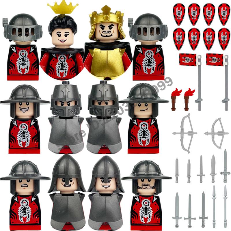 Medieval Military Building Blocks Roman Officer Soldier Knight Imperial Army Head Of State Elf Hunter Lion King War Horse Brick