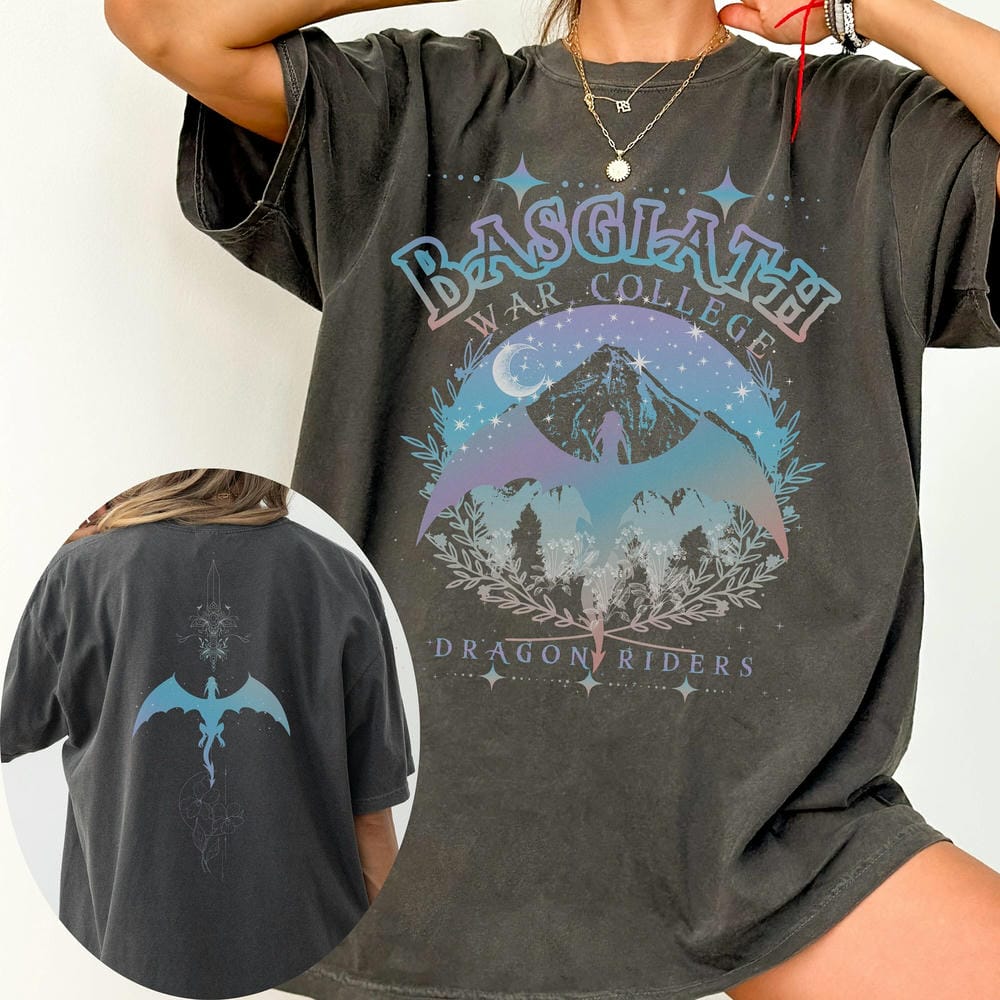 Women Retro Basgiath War College Shirt Fourth Wing Comfort Unisex Tee Dragon Rider Merch Cotton Y2K Top Daily Trendy Streetwear