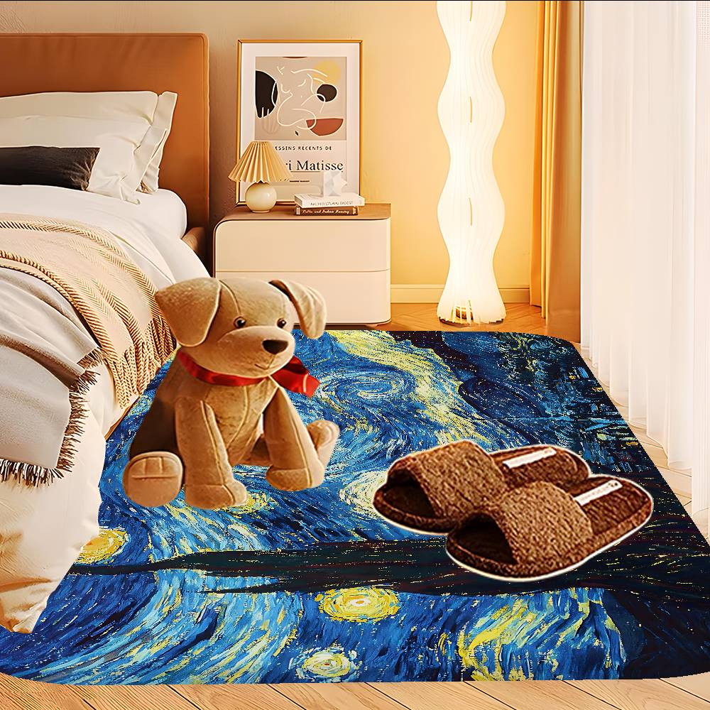 Starry Night Van Gogh Art Room Mats Nordic Style Home Doormat Bathroom-Toilet Mats Bedroom Hotel Decor Mat