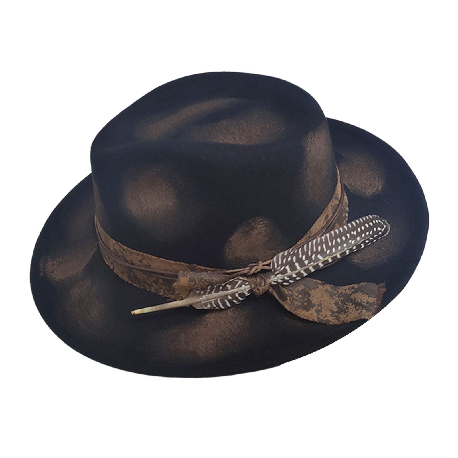 

Classical Styles Hat Feathered Decors Fashion Cosplay Pat Unisex Costume Hat Role Play Accessory for Women and Men