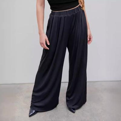 Damen Casual Stretch Elastische Taille Hose Weite Beinhose Übergröße Lockere Hose