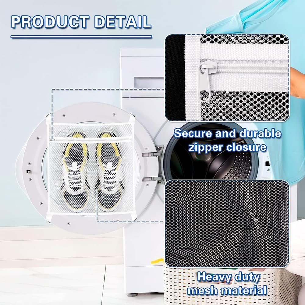 2Pack Shoe Dryer Bag Dryer Door Shoe Net,Reble Sneaker Laundry Bag with Elastic Strap And Zipper for Shoes Sneaker Washing Mesh Net for Most Dryers