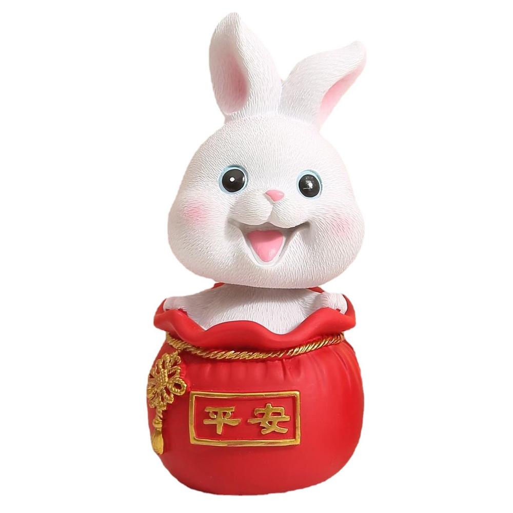 

Милые игрушки-кролики с качающейся головой, украшение приборной панели автомобиля, смола, автомобильный орнамент, кукла, аксессуары для интерьера автомобиля, подарок