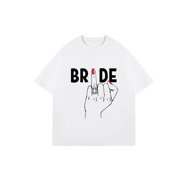 Bride Oversized T Shirt Black Bride Text With Hand Gesture And Red Nail Design For Wedding Party Bridal Shower Celebration