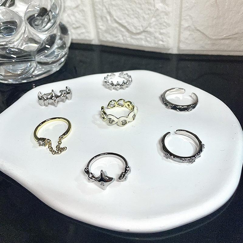 Emaille Dopamin Y2K Nische Design Sinn Hochwertig Kalter Wind Persönlichkeit Mode Öffnender Sternring Damen