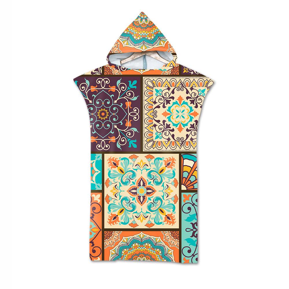 Adult Bath Towel Beach Towel Cape Geometric Print Hooded Bath Towel