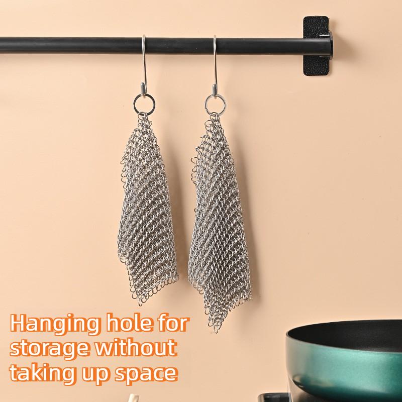 Reusable Kitchen Rust Remover Cleaning Brush Stainless Steel Scrubber Washing Net For Home Cookware Daily Cleaning Use