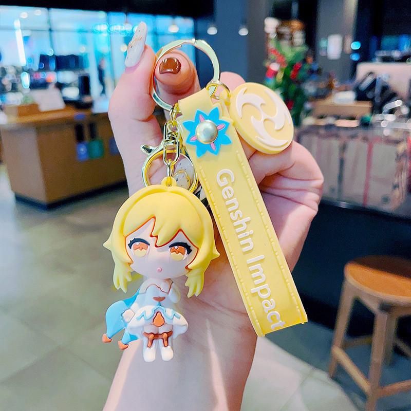 Portachiavi in ​​silicone con simpatico personaggio di Genshin Impact, adorabile statuetta in PVC per borse e telefoni.