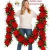 1pcs Christmas Artificial Beautiful Eucalyptus Red Poinsettia Rattan Decor - Realistic Faux Flowers, Suitable for Indoor/Outdoor Use