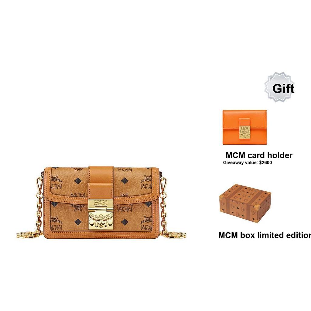 MCM Monogram Chain Shoulder Bag Mini Women Shoulder Bag Brown Cognac MWRBAWO05CO001