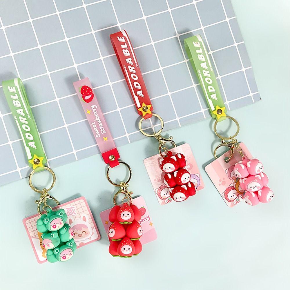 

Fruit Shape Keychain PVC Bag Pendant 2024 Keyring Handbag Peach