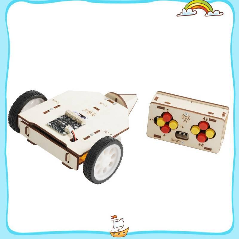 Hand Assembled Wooden Remote Controlled Combat Vehicle Toy With Large Bit Drill