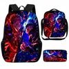 Set Zaino Scolastico Cartone Animato Anime Bambini Leggero Ergonomico Borsa a Spalla Doppia Con Portapranzo Astuccio Tessuto Oxford