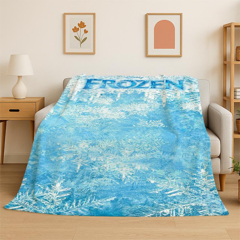 Cartoon Frozen Elsa Anna Princess Girl Flannel Blanket Soft Warm Throw Blanket for Bedroom Living Room Bed Travel Picnic Kid
