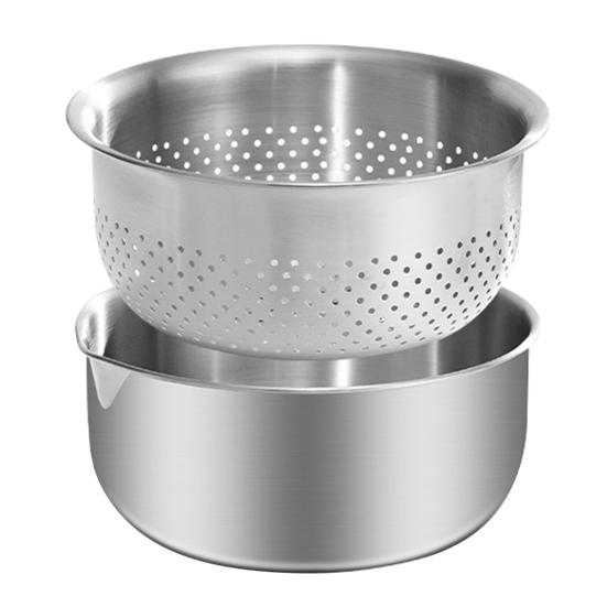 Stainless Steel Microporous Colander, Dishwasher Safe Salad Mixing Bowl Rice Washer, Vegetables Fruits Rice Washing Food Strainer Basket