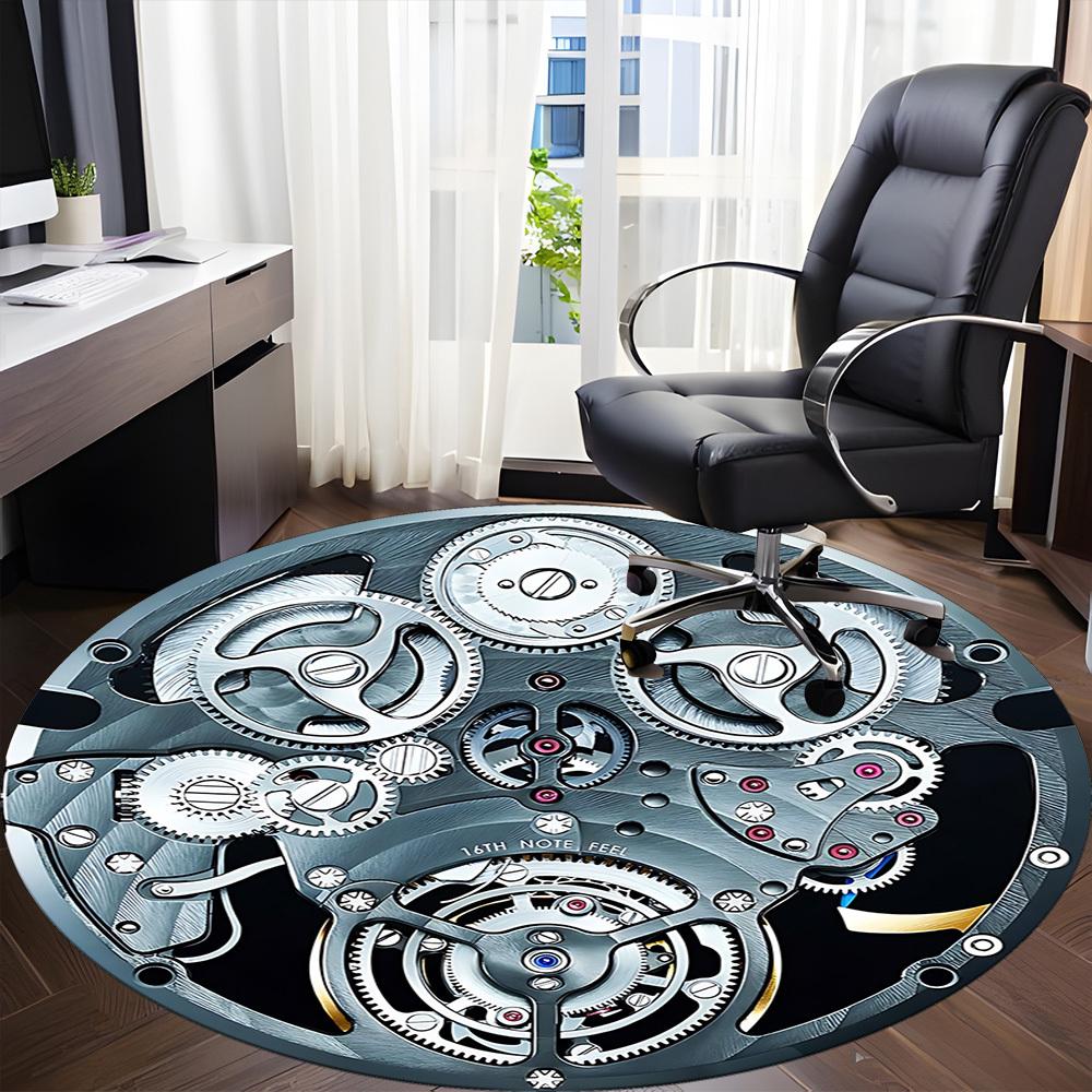 1pc Gears Mechanism Chair Carpet for Office, Soft, Non-Slip Polyester Mat, Office, Living Room, Bedroom, Durable Polyester yy251207162