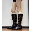 British style but knee boots children's boots 2025 new versatile thick heel pleated pile boots fashion knight boots